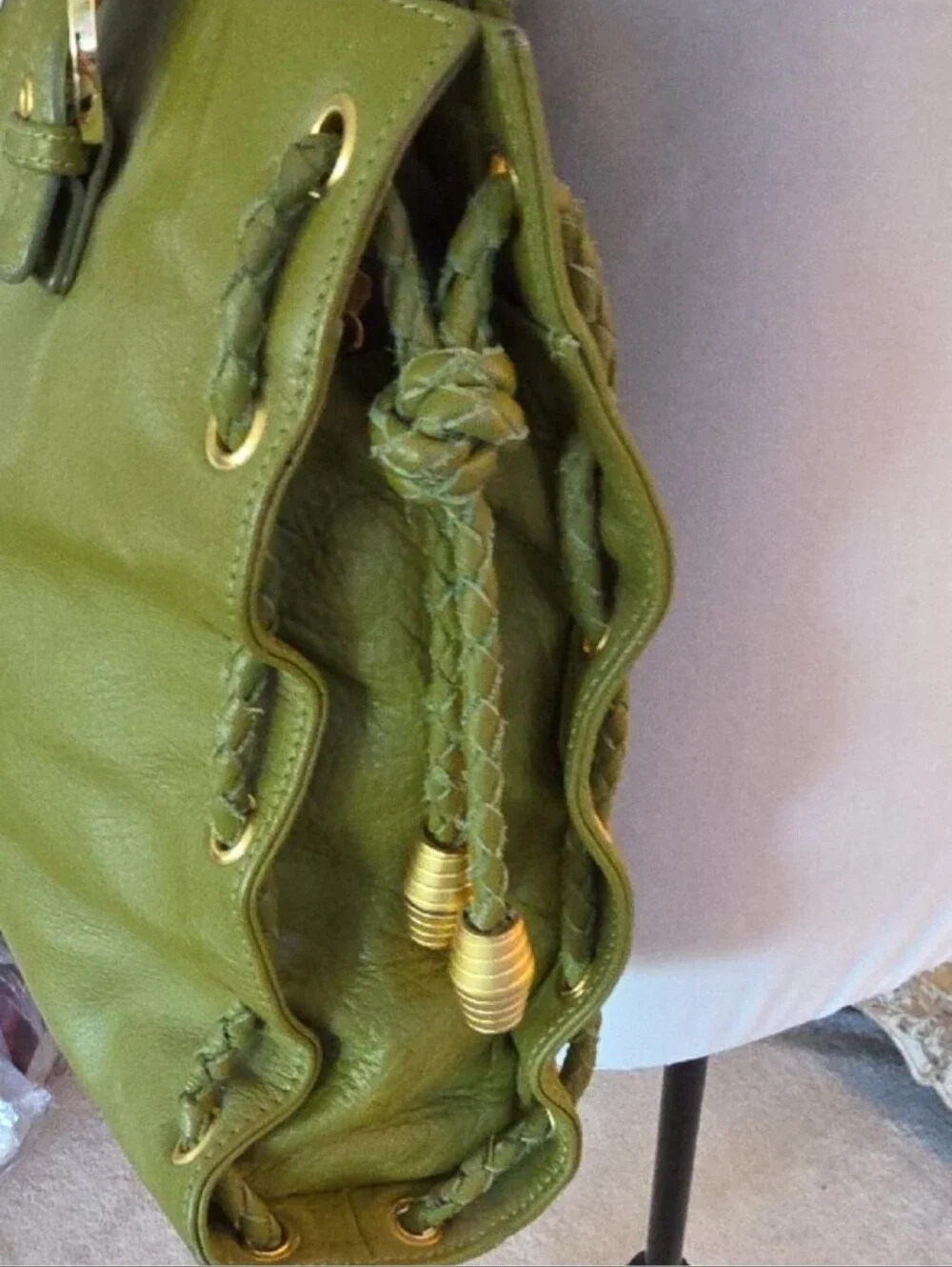 A.P.C. Olive Green Leather Tote